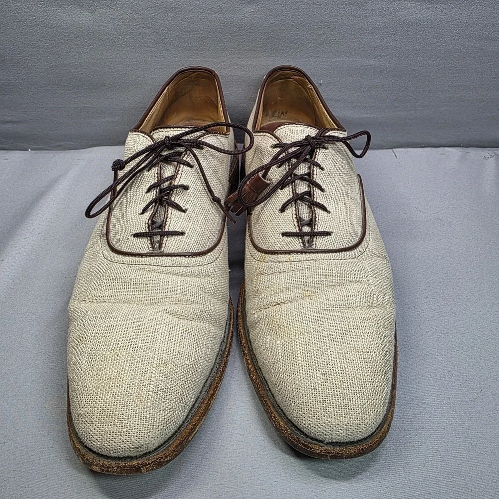 VINTAGE‎ 1985 Allen Edmonds Hunter Mens Oxford Linen Shoes 8 Grey Made USA RARE